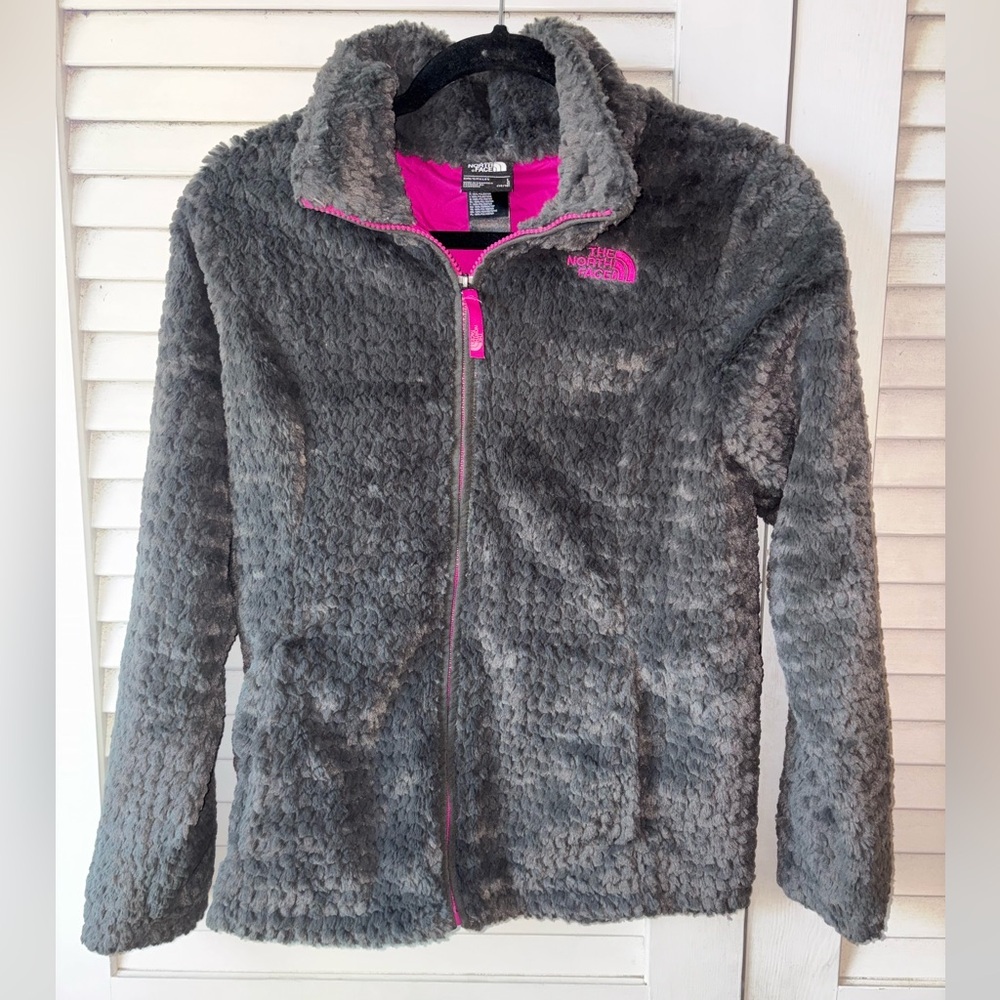 The North Face Girls Youth Large 14/16 Laurel Gray Fleece Jacket Pink Full Zip - Picture 2 of 8